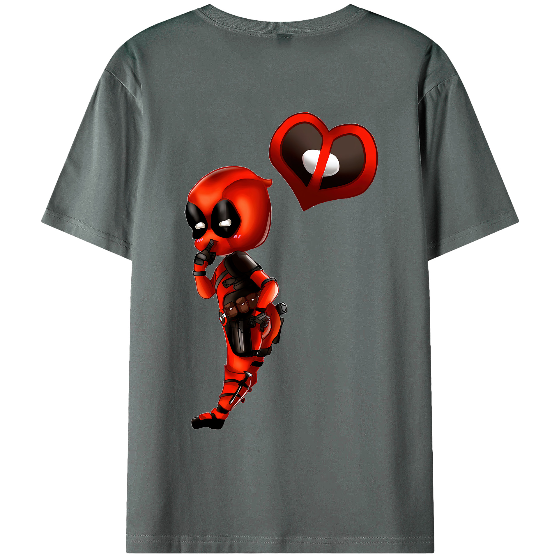 （画像用） Deadpool デッドプール 綿100％ メンズ半袖Tシャツ（バックプリント） 通気性